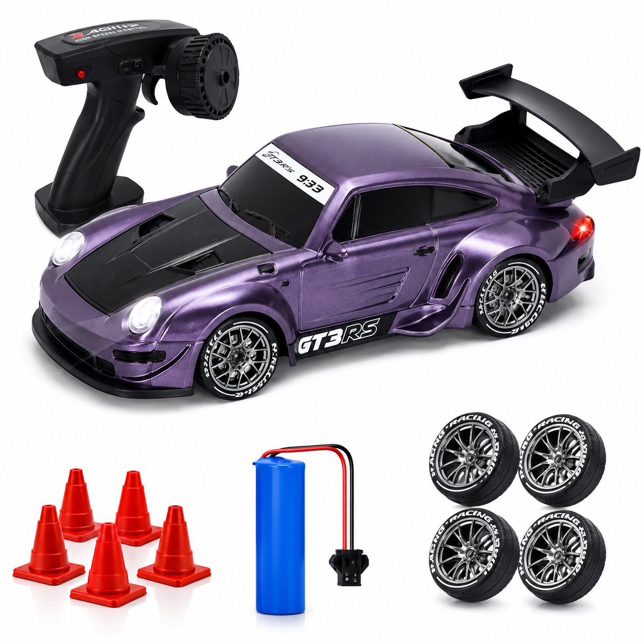 Remote Control Drift Car 1:20 Scale β 4WD High-Speed Racing Car with LED Lights & Extra Drift Tires