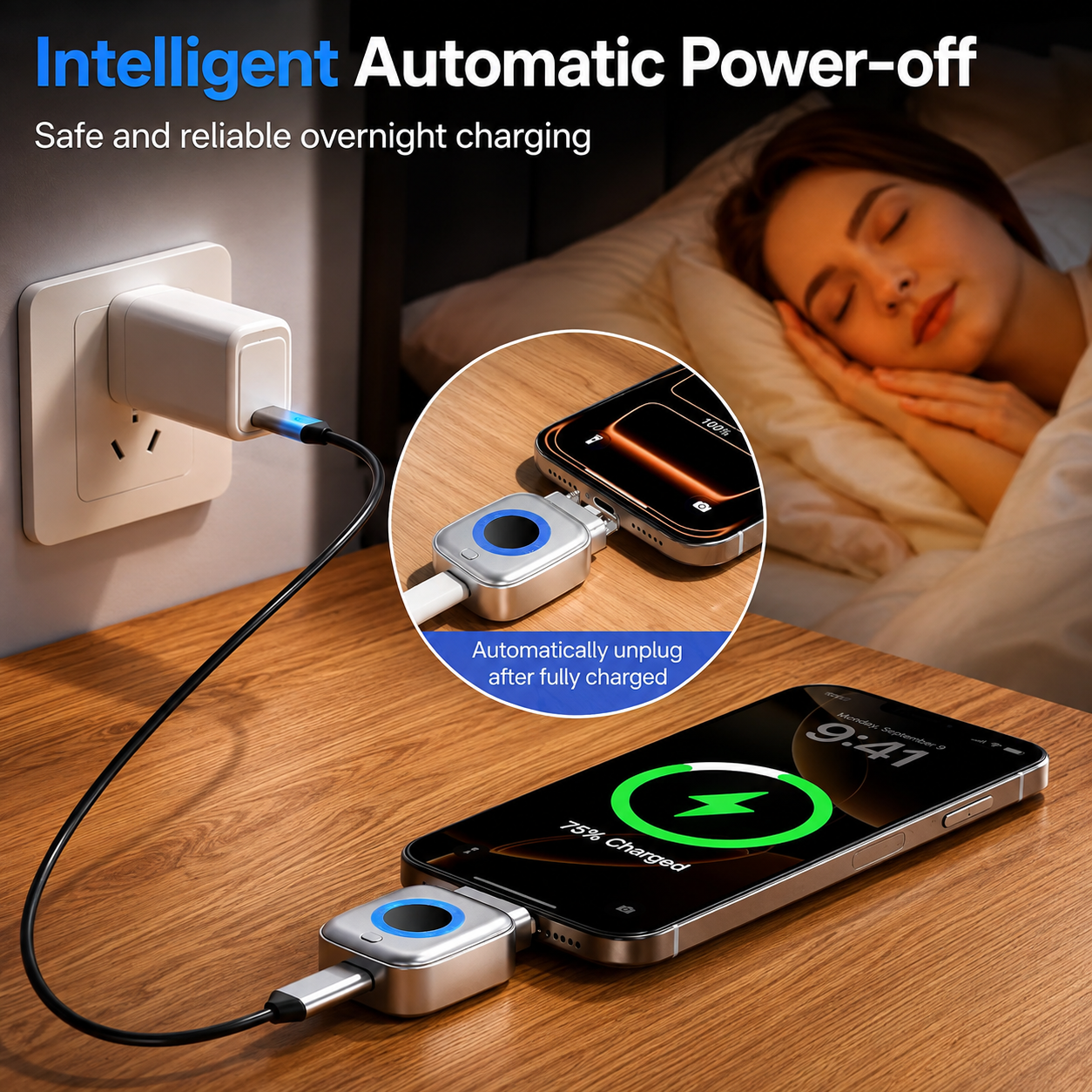 140W Smart USB-C Auto-Disconnect Charging Adapter