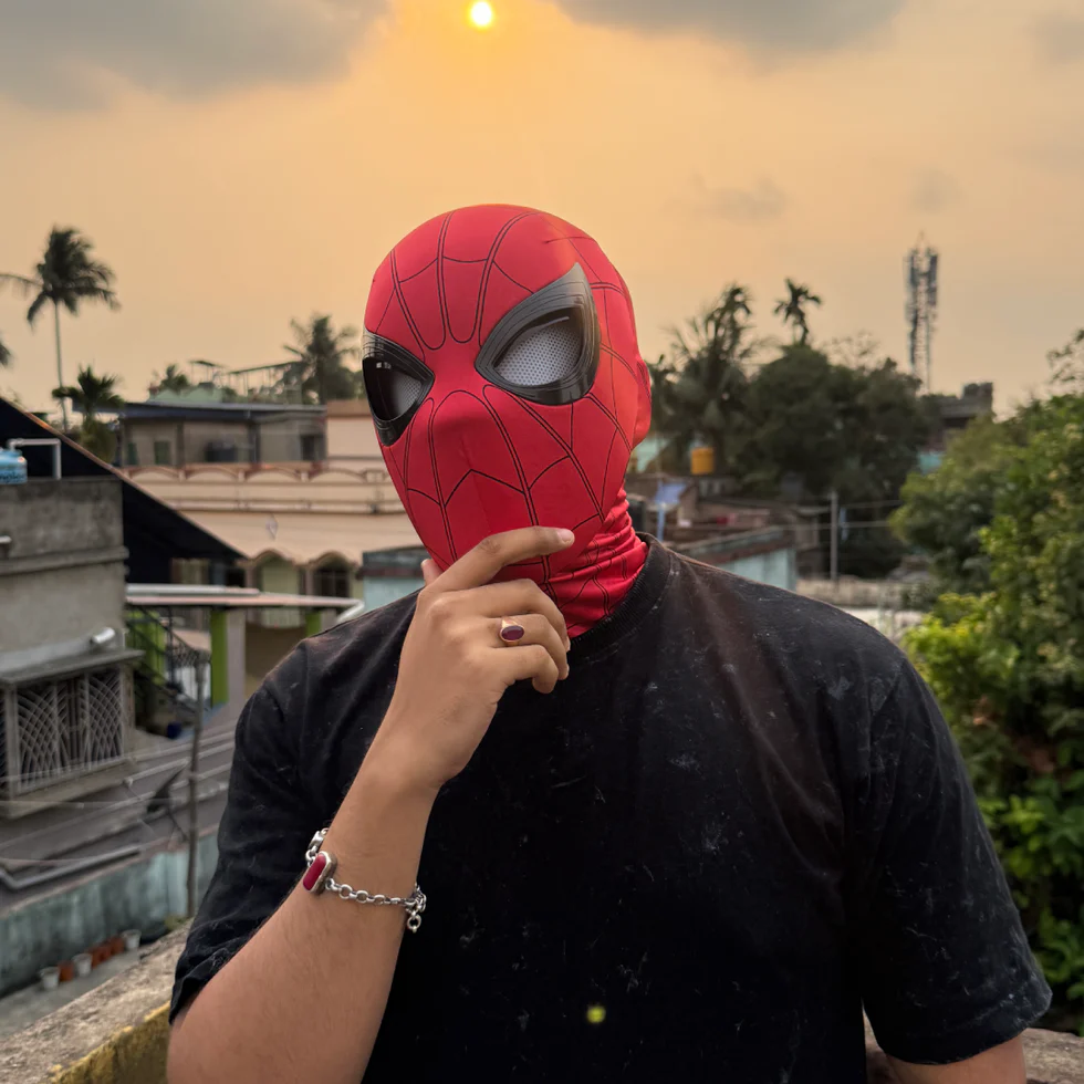 Red Mechanical Moving Eyes Cosplay Mask | Full Face Superhero Costume