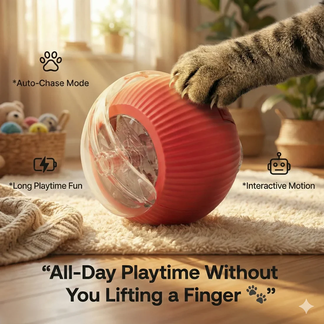 PawRollerβ’ Interactive Chase Ball for Cats & Dogs